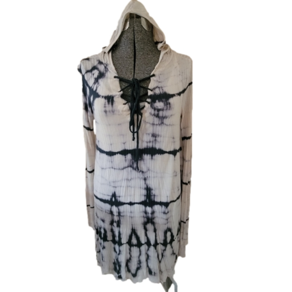 Tie dye Tunic Hoodie Stretch Dress-Size Small
